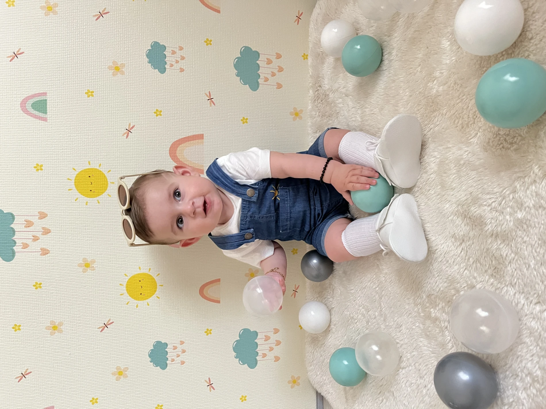 Güneş Temalı Denim Kot Salopetli %100 Pamuk Tişörtlü 2’li Takım