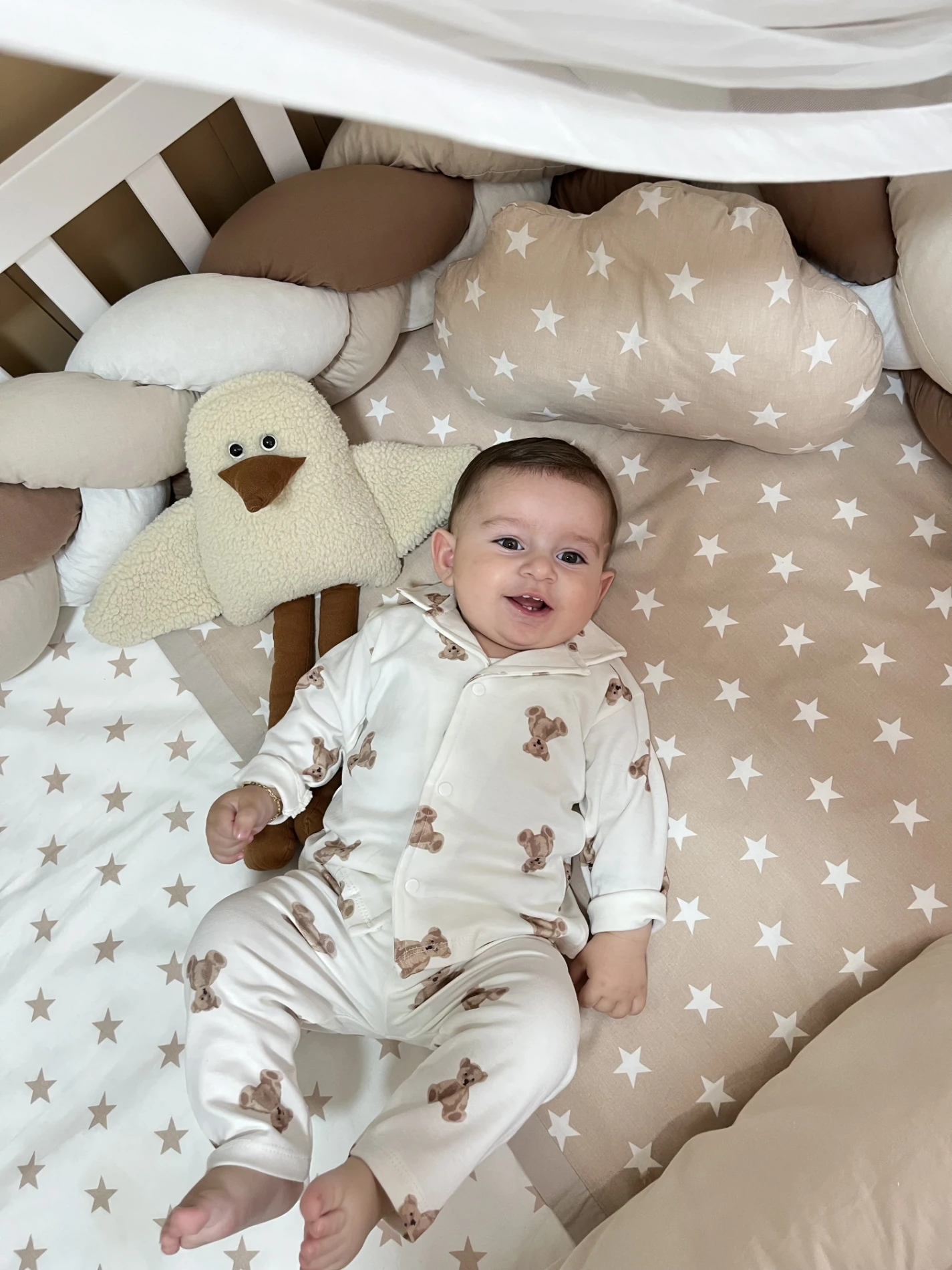 Teddy Ayıcık Pinterest Bebe Yakalı %100 Pamuk 2’li Takım