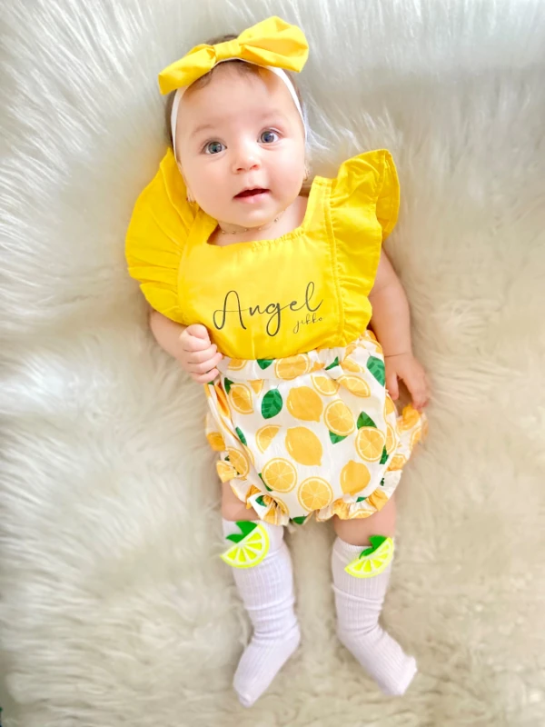 Angel Girls Bandanalı Limon Temalı Yazlık Romper