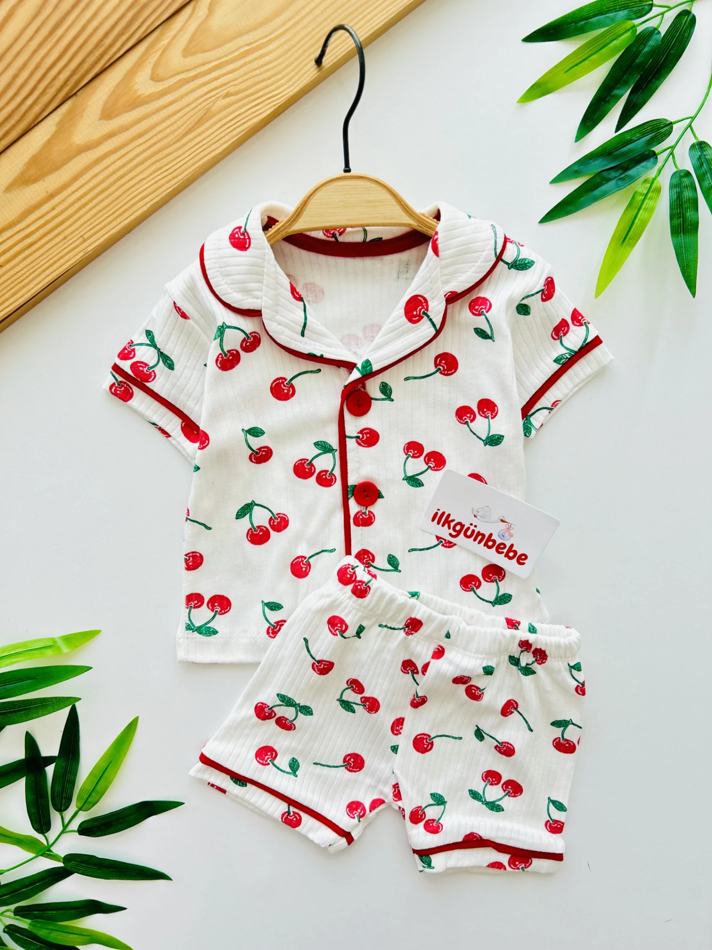 Bebe Yakalı %100 Pamuk Yazlık Pijama Takımı