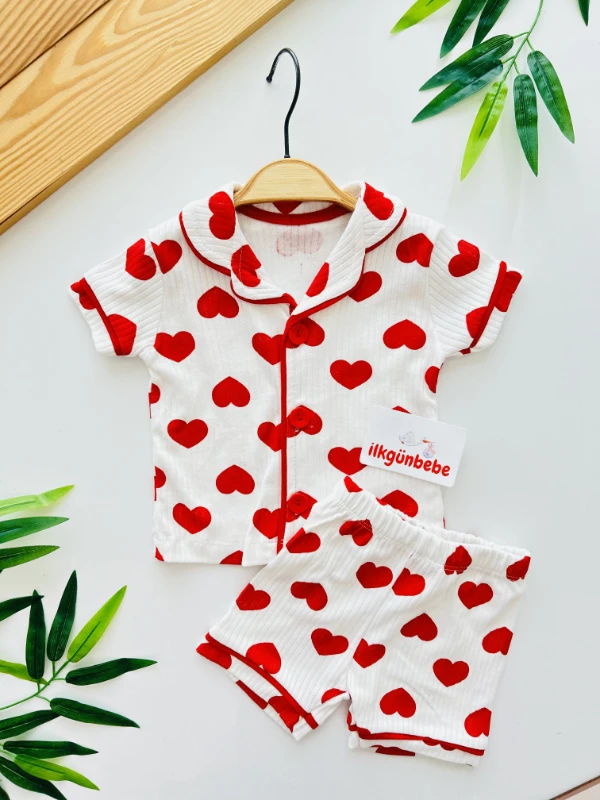 Bebe Yakalı %100 Pamuk Yazlık Pijama Takımı