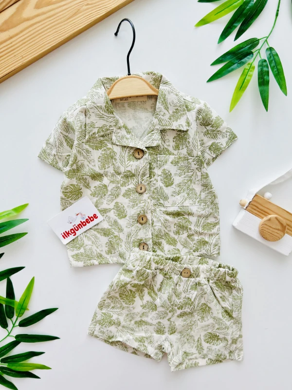 Palmiye Polo Yaka Gömlekli Şortlu 2’li Takım 