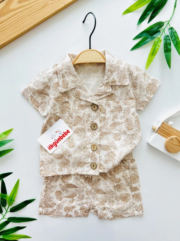 Palmiye Polo Yaka Gömlekli Şortlu 2’li Takım 