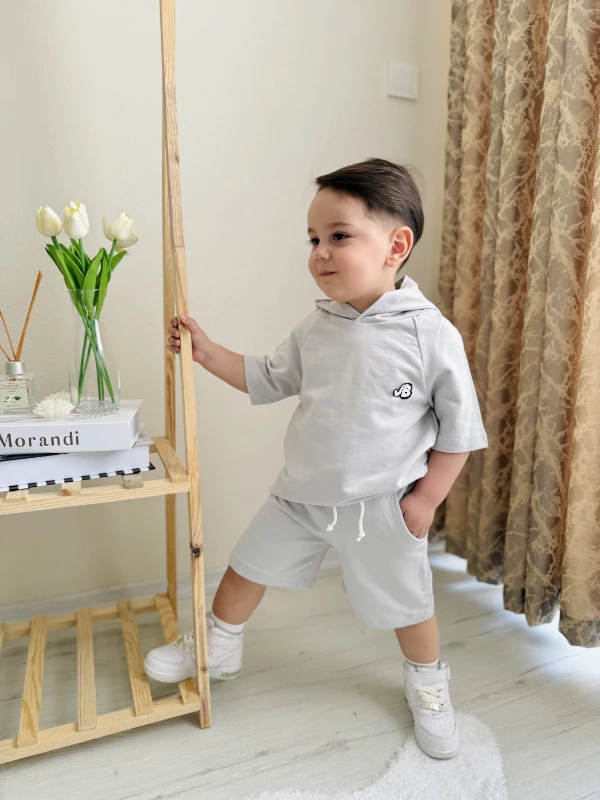 Kapüşonlu Soft Basic Şortlu 2’li Takım