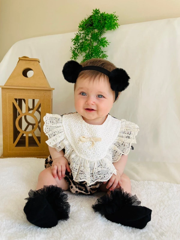 Leopar Desenli %100 Pamuk Romper