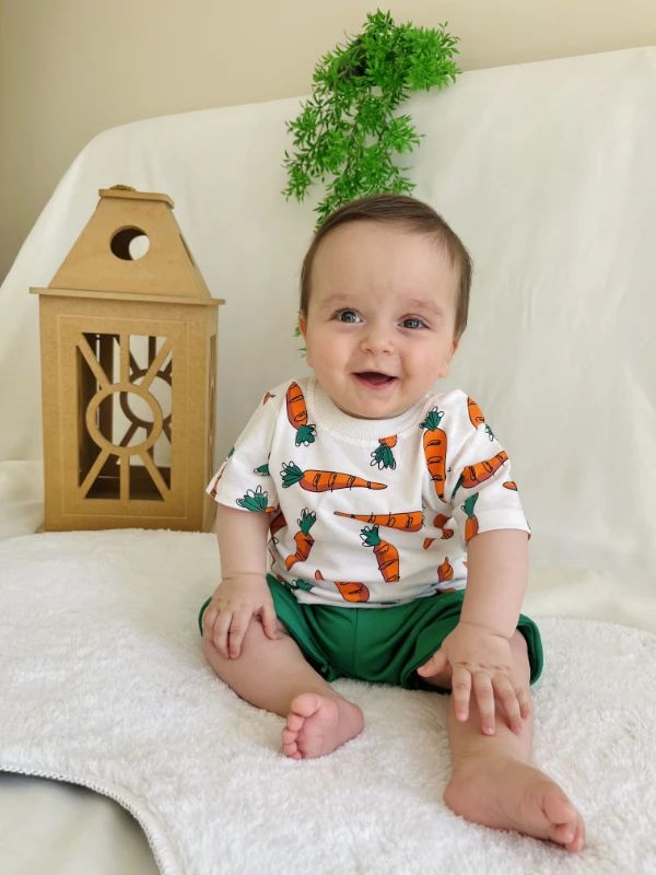 Havuç Desenli %100 Pamuk 2’li Takım