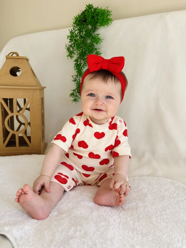 Minik Kalp Desenli %100 Pamuk Tulum