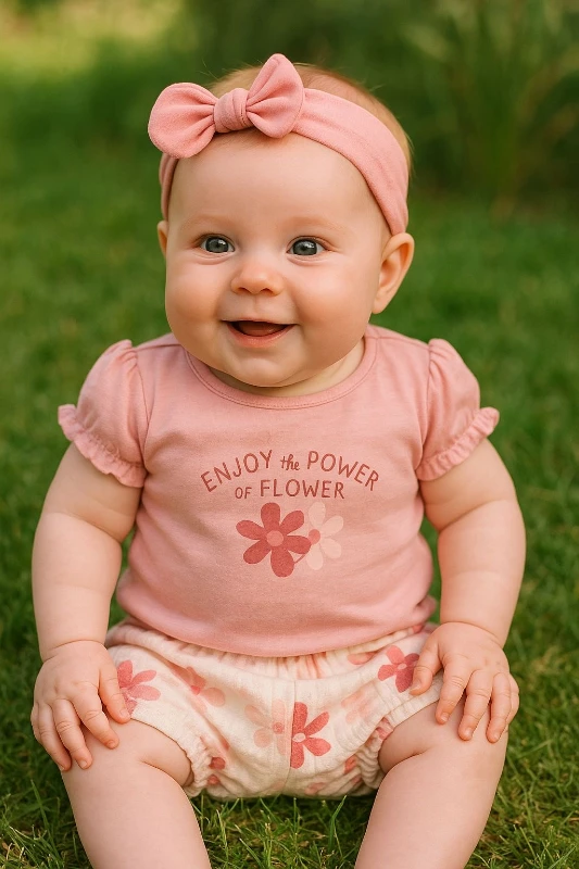 Çiçek Baskılı İkili Kız Takım