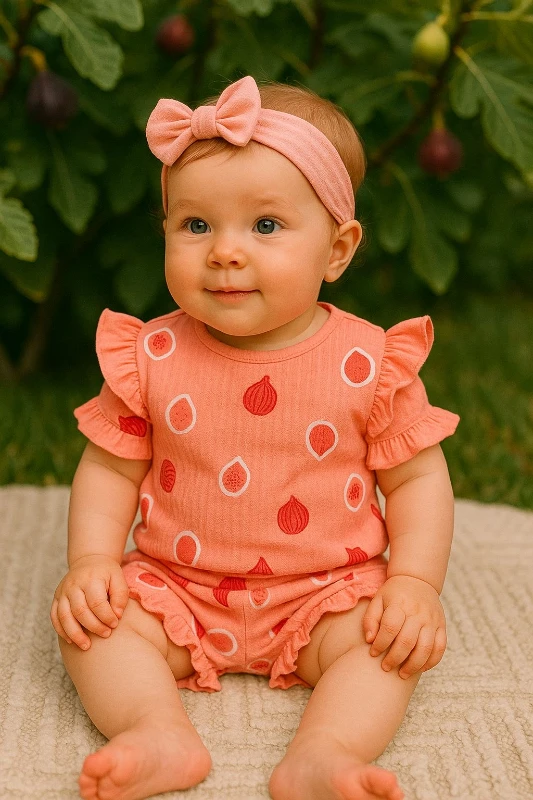 İncir Baskılı Fırfır Detaylı İkili Takım