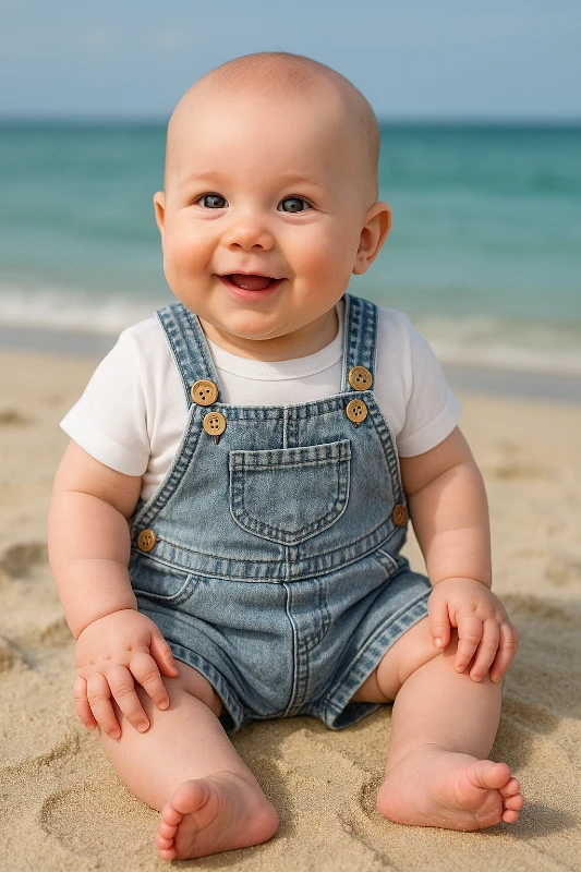 Likralı Yumuşacık Kot Salopetli Tişörtlü 2’li Takım