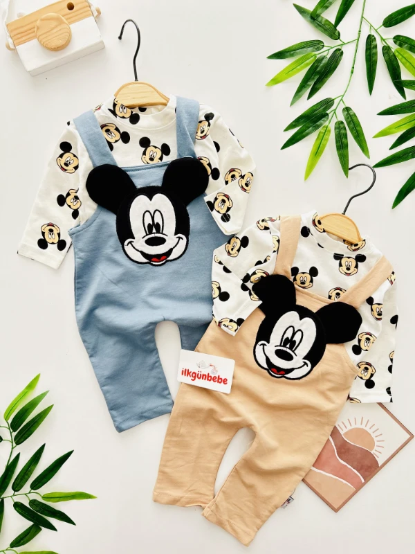 Mickey Mouse Desenli Badili Salopetli Set