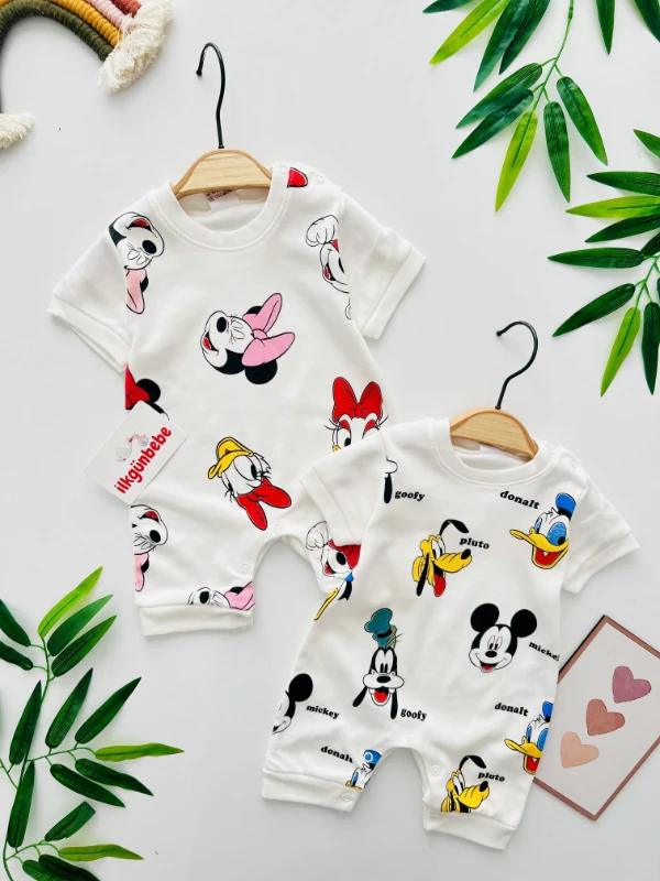 Minnie Mickey Mouse Desenli Yazlık Tulum