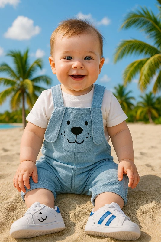 Sevimli Kulak Detaylı Likralı Kot Kumaş Badili 2’li Takım