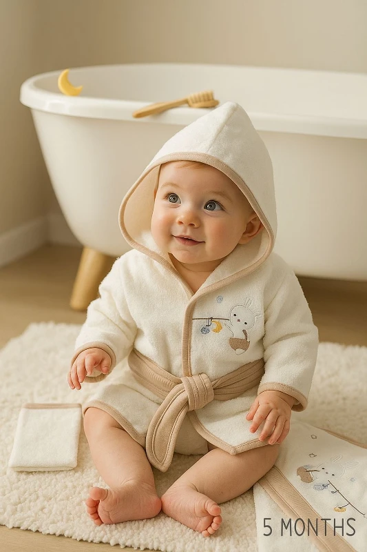 4 Parça Bornozlu Havlulu %100 Pamuk Organik Set