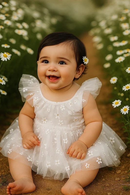 Minik Papatyalı Bodysuit Özel Gün Elbise