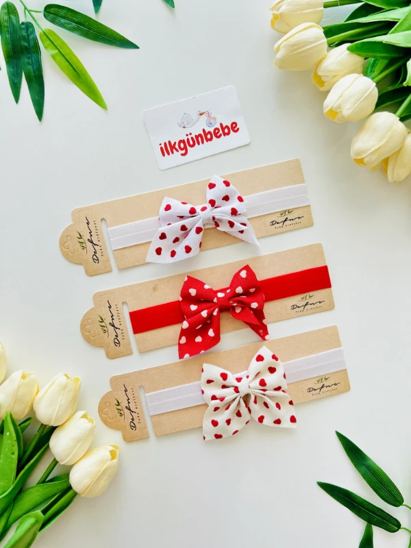 Kalp Desenli Bandana 3lü Set