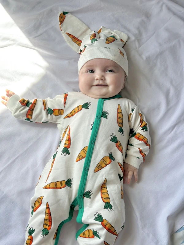 Havuç Baskılı Unisex Mevsimlik Tulum 