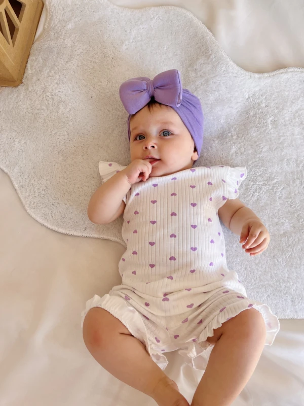 Minik Kalp Desenli Fırfır Detaylı 2’li Takım