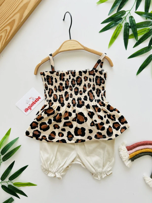 Leopar Desenli Askılı 2’li Takım