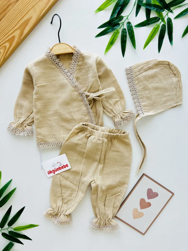 Müslin Kumaş Kruvaze 3’lü Takım