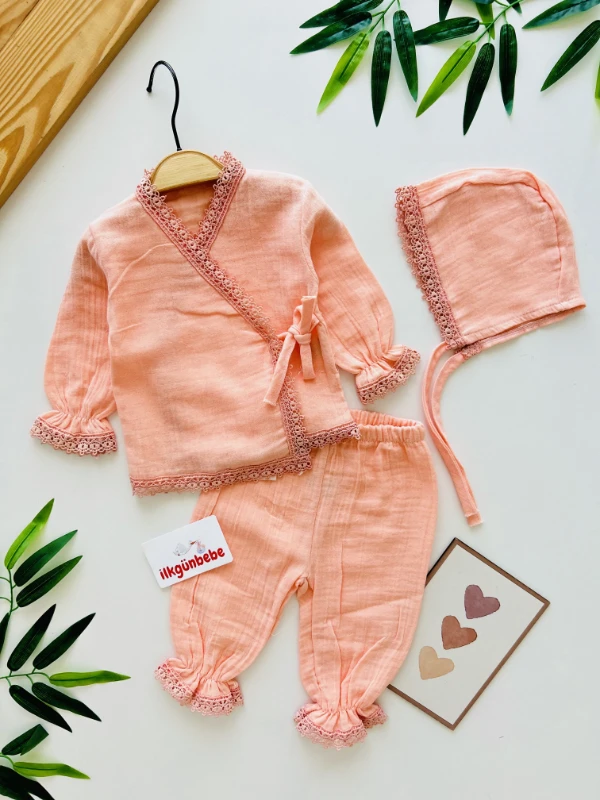 Müslin Kumaş Kruvaze 3’lü Takım