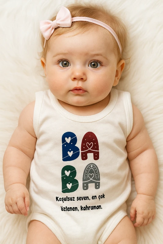 Baba Baskılı Sevimli Zıbın