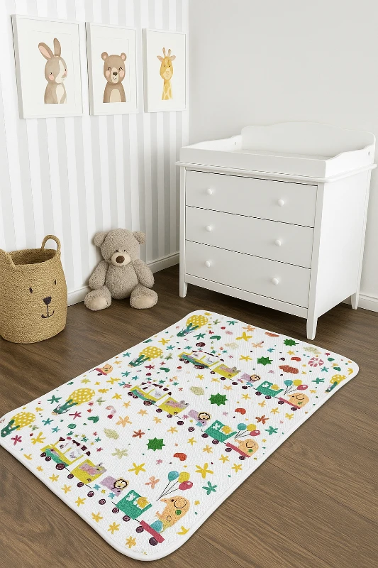 Çok Amaçlı Havyan Figürlü Arkası Lastikli Halı 