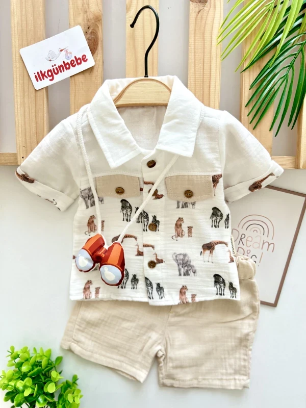 Dürbün Oyuncak Askılı Müslin Kumaş Premium 2’li Hayvan Baskılı Takım