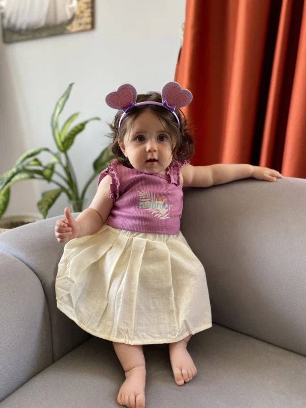 Hello Summer Baskılı Crop  Etekli 2’li Set 