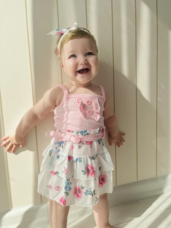 Venessa Çiçek Desenli Etekli Bandanalı İp Askılı 3’lü Yazlık Takım