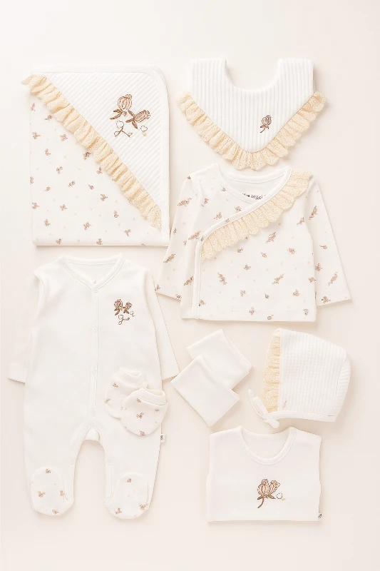 %100 Pamuk Premium Kalite 10 Parça Yenidoğan Hastane Çıkışı Seti