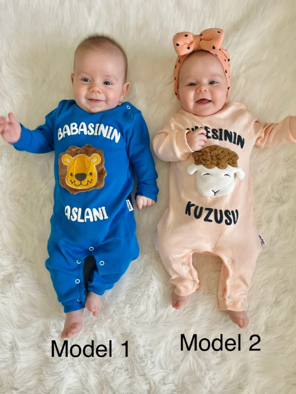 Annesinin Kuzusu  Babasının Aslanı Baskılı Pamuklu Tulum