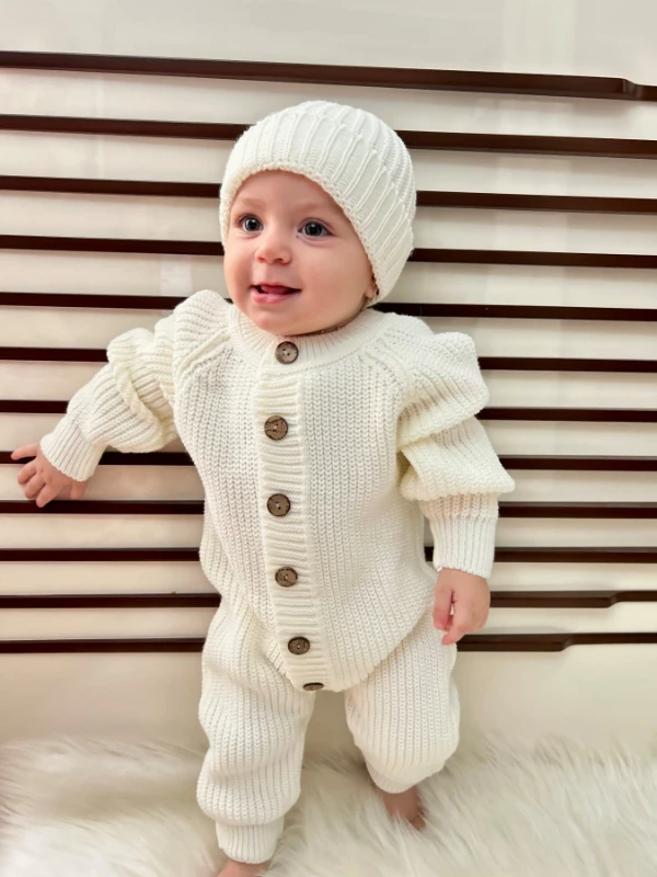 Triko Şapkalı Örme Unisex Tulum