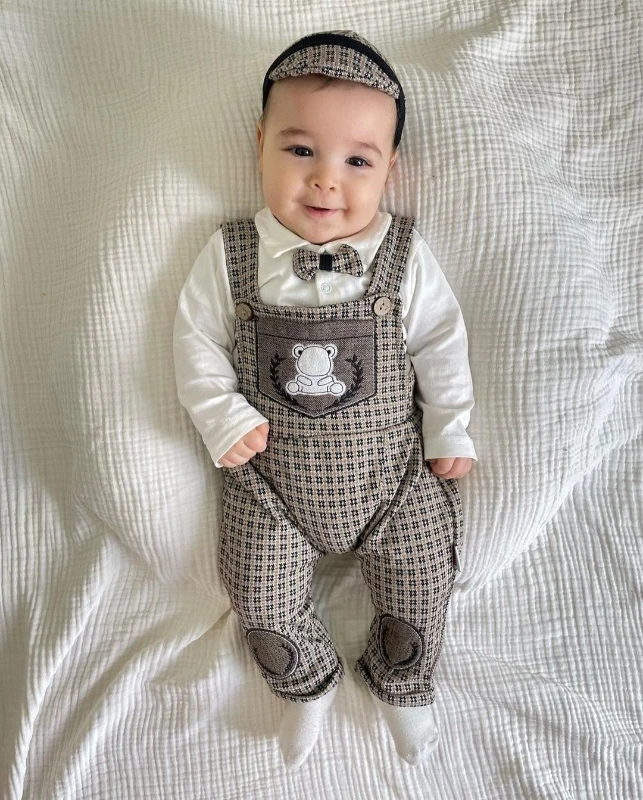 Bear Salopetli Badili Kasketli 3’lü Tarz Takım