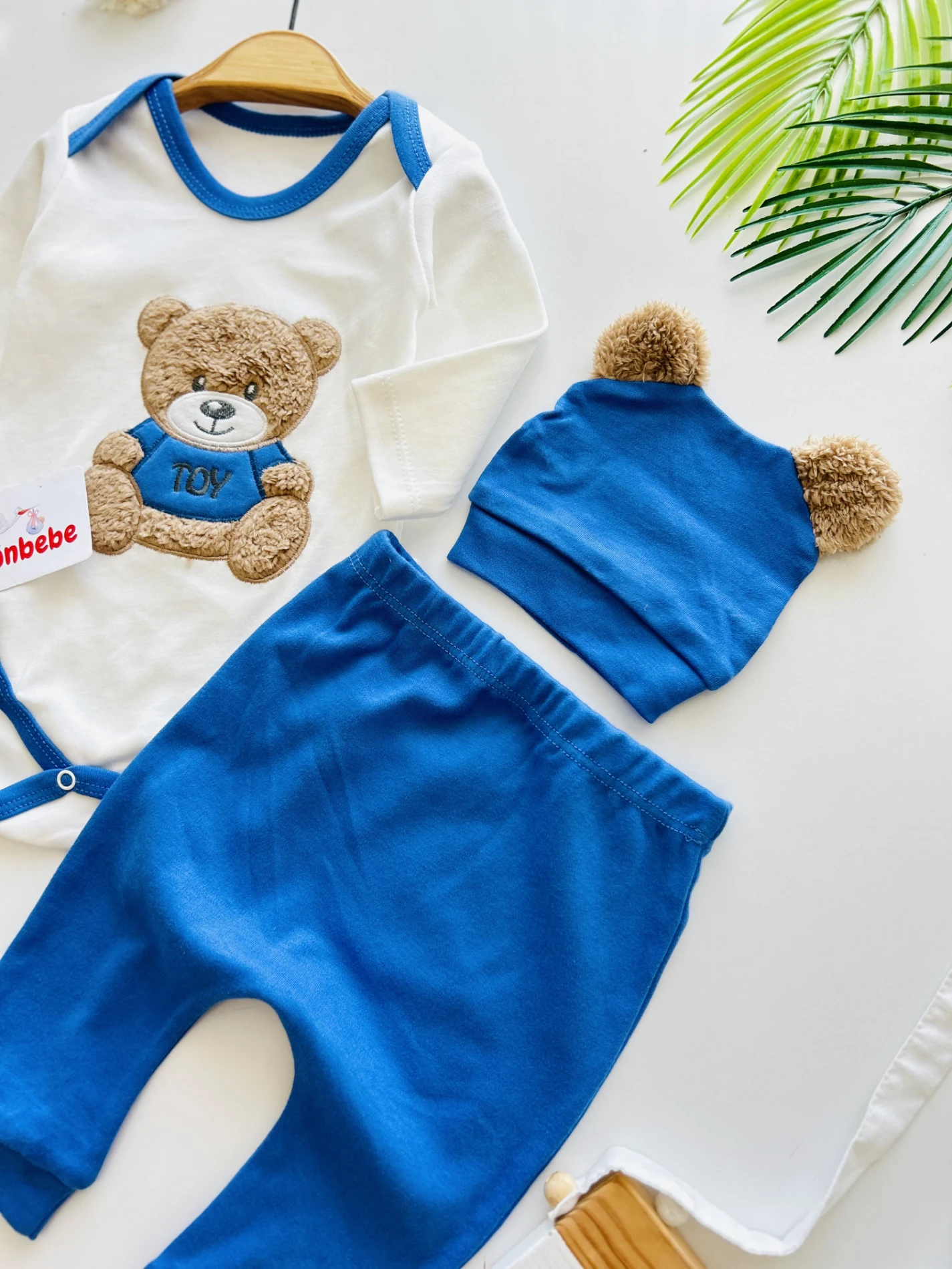 Teddy Toy Şapkalı %100 Pamuk 3’lü Set