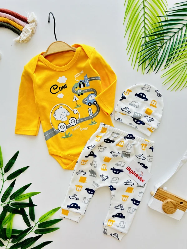 Cars Teddy Baskılı 3 Parça %100 Pamuk Takım