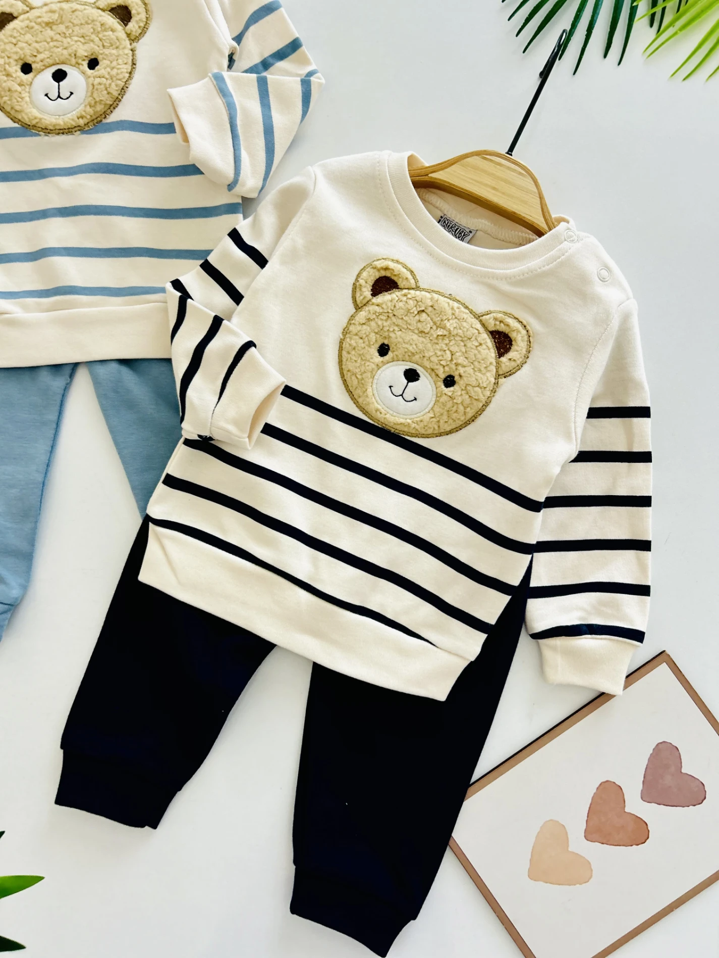 Teddy Bear Çizgili %100 Pamuk 2’li Takım