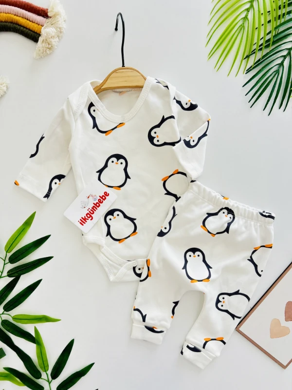 Penguen Desenli %100 Pamuk 2’li Takım