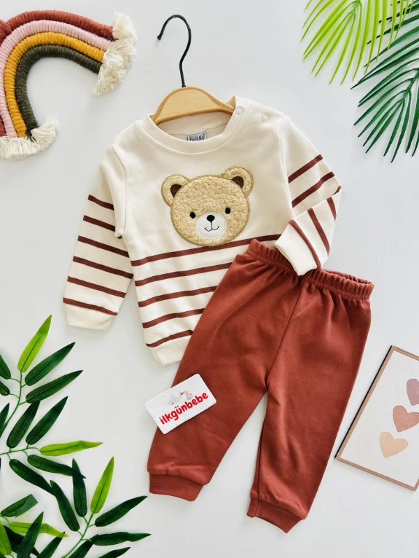 Teddy Bear Çizgili %100 Pamuk 2’li Takım