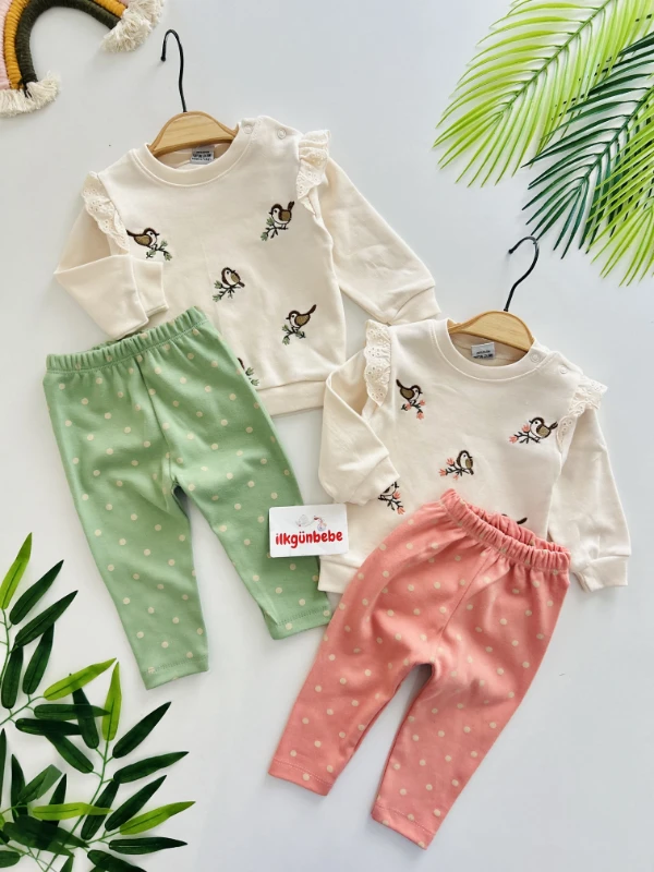 Kuş Temalı Yumuşacık Kumaş 2’li Takım