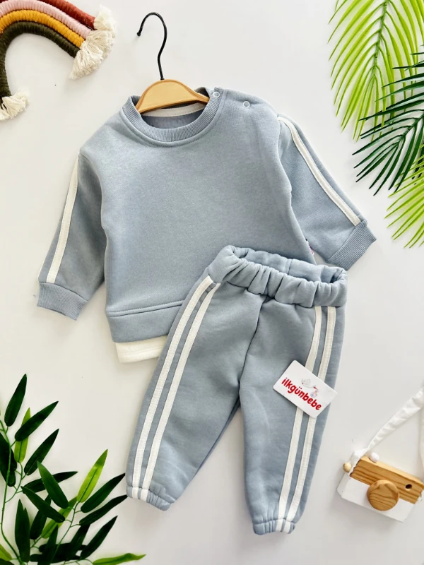 Çizgili 3 İp Şardonlu Kışlık Takım