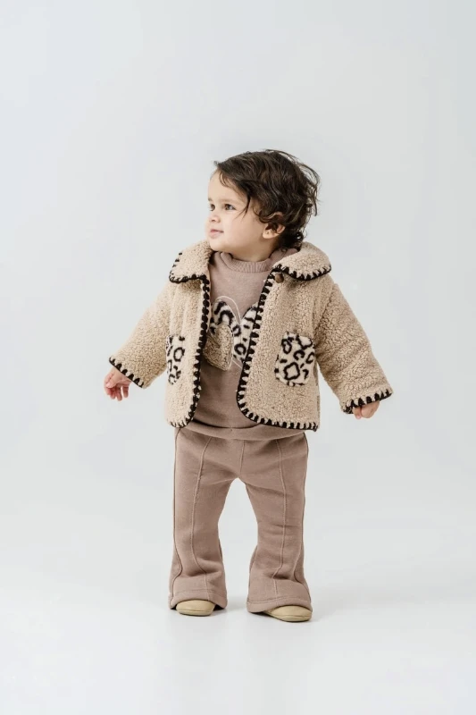 Leogirl Montlu Premium Kalite Kışlık Şardonlu 3’lü Kız Bebek Takım