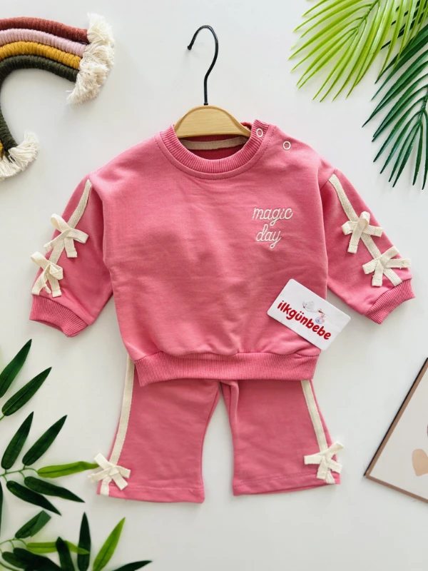 Fiyonk Detaylı İspanyol Paçalı %100 Pamuk 2’li Takım