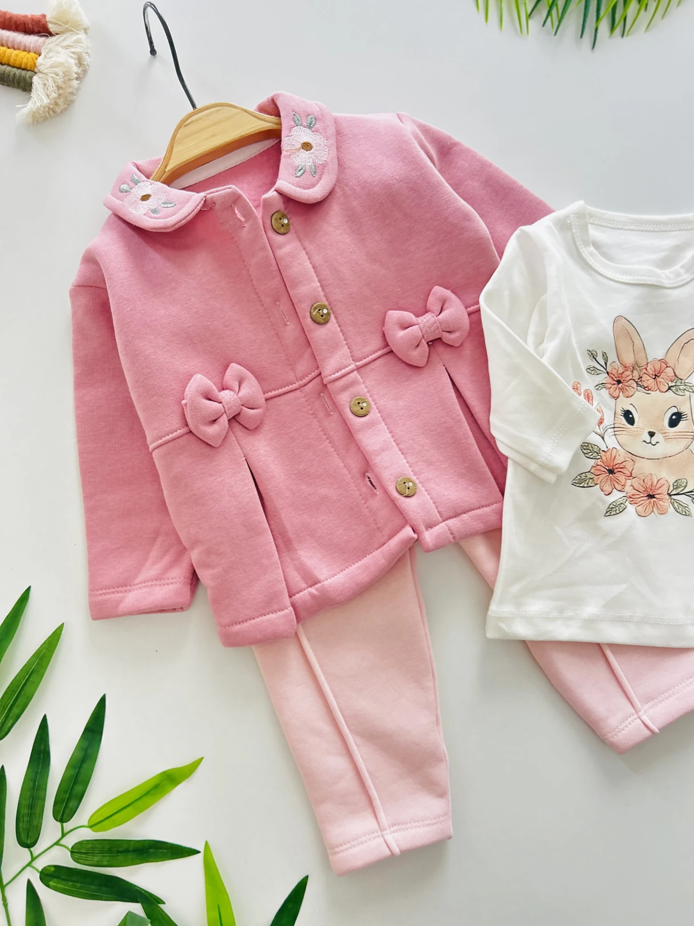 Fiyonklu Yaka Detaylı   3 İp İçi Şardonlu Kışlık 3’lü Premium Kalite Takım