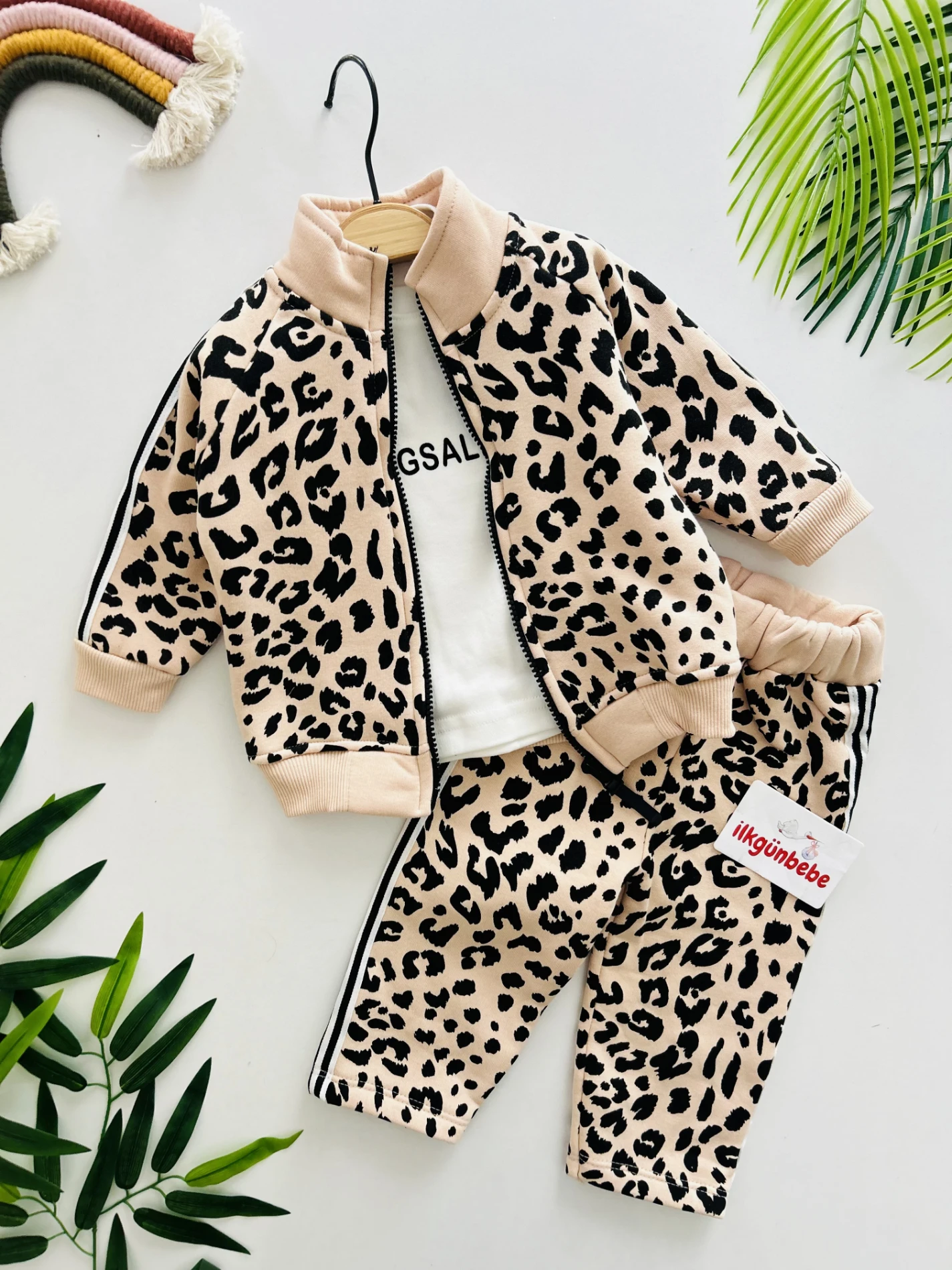 Leopar Desenli 3 İp İçi Şardonlu Kışlık 3’lü Premium Kalite Takım