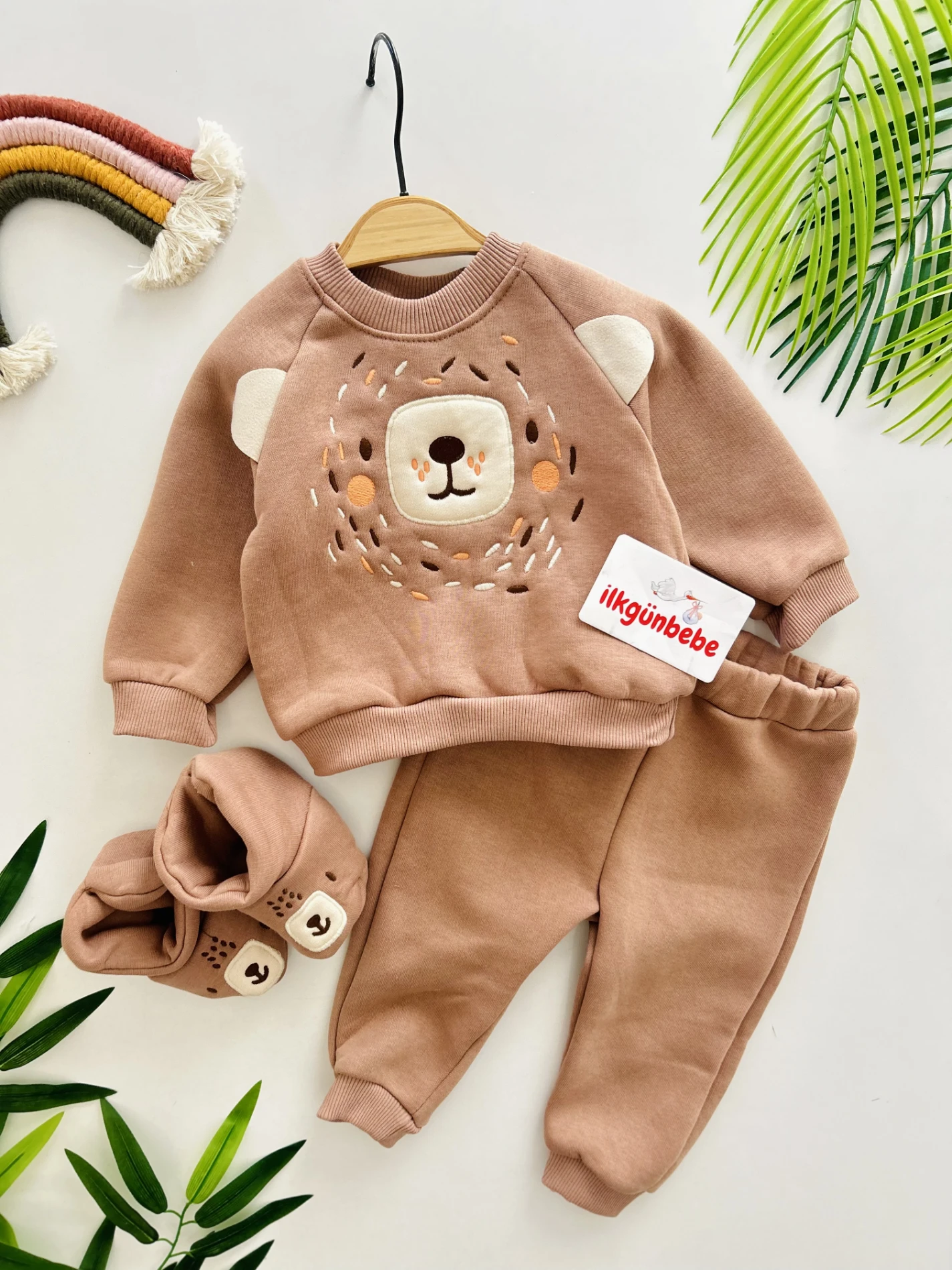 Teddy Bear 3 İp İçi Şardonlu Kışlık Panduflu 3’lü Takım