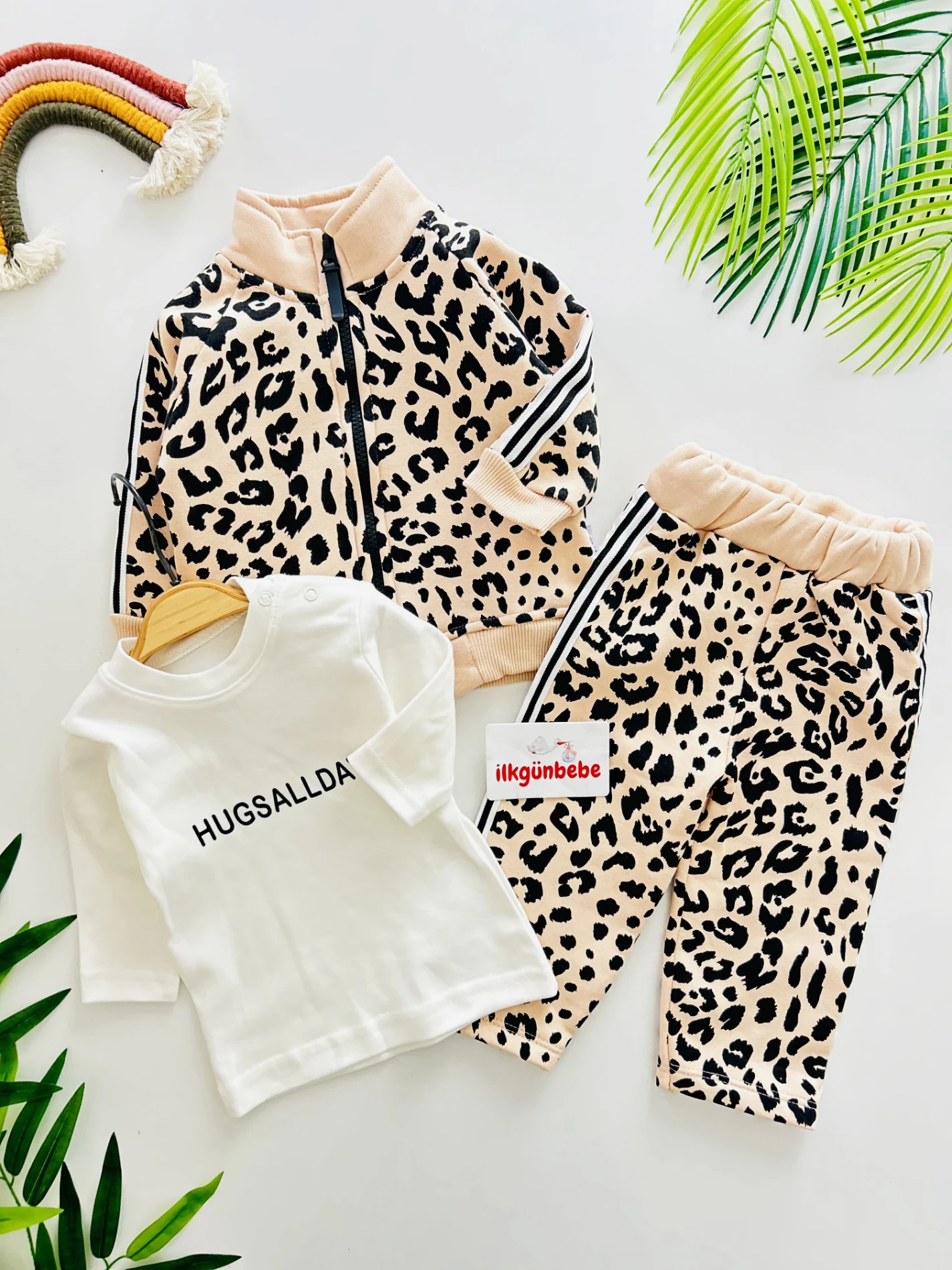 Leopar Desenli 3 İp İçi Şardonlu Kışlık 3’lü Premium Kalite Takım