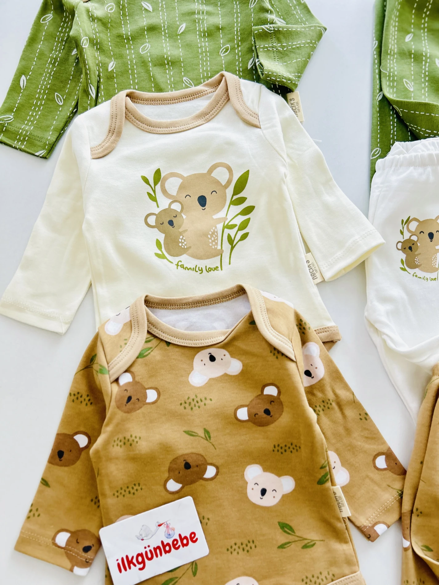 Koala Temalı Naturel %100 Pamuk 3 Alt 3 Üst 6’lı Set