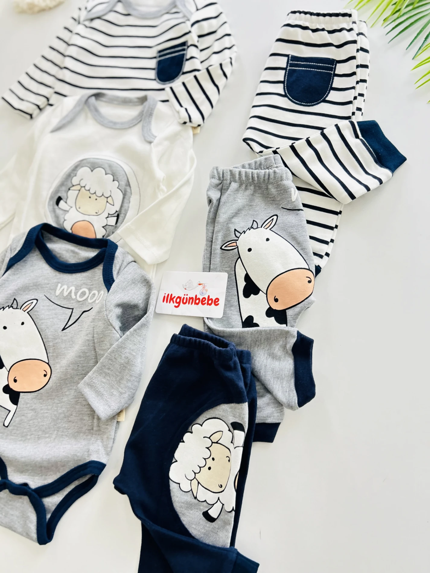 İnek  Temalı  %100 Pamuk 3 Alt 3 Üst 6’lı Set