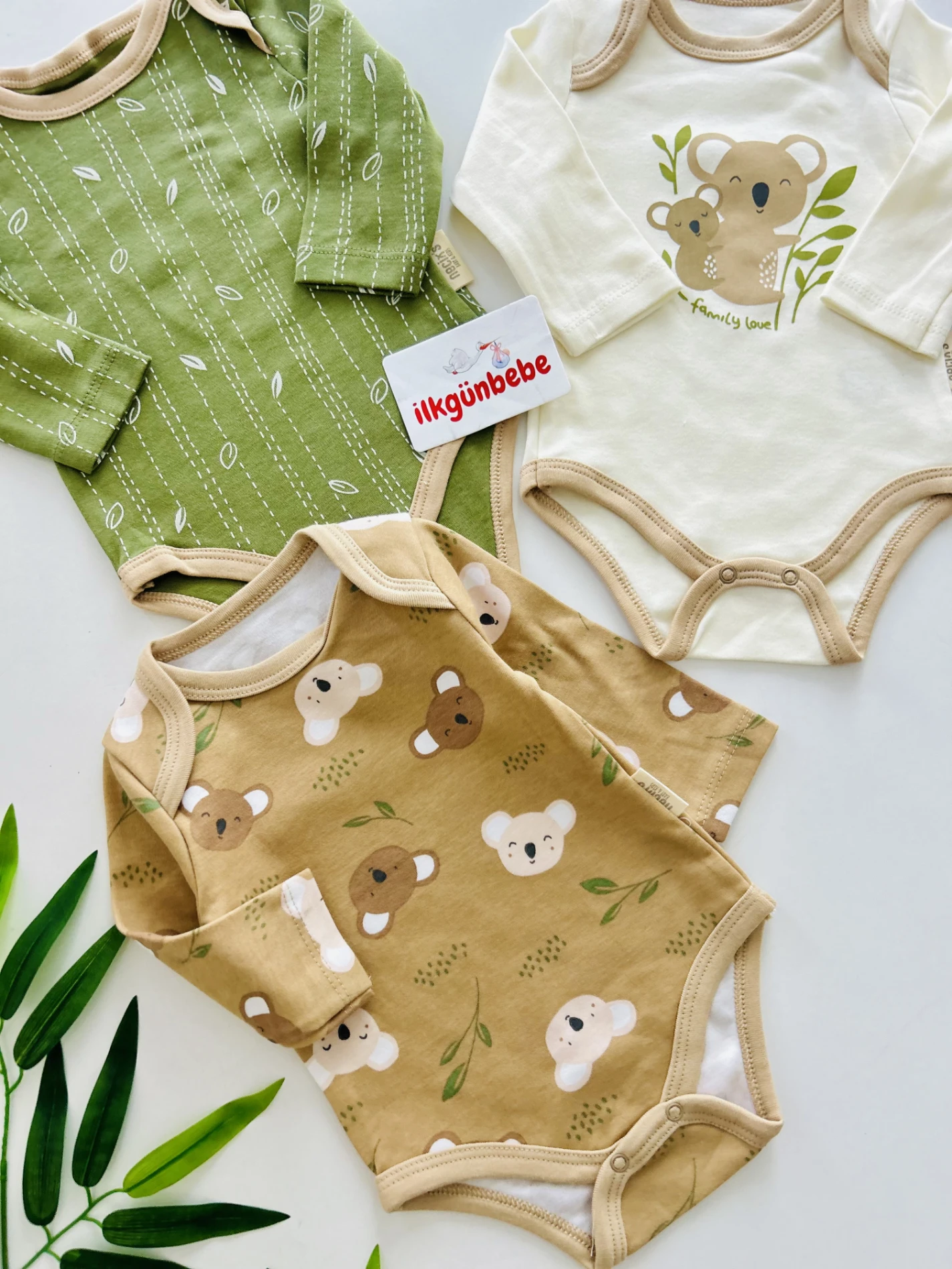 Koala Temalı Naturel %100 Pamuk 3 Alt 3 Üst 6’lı Set